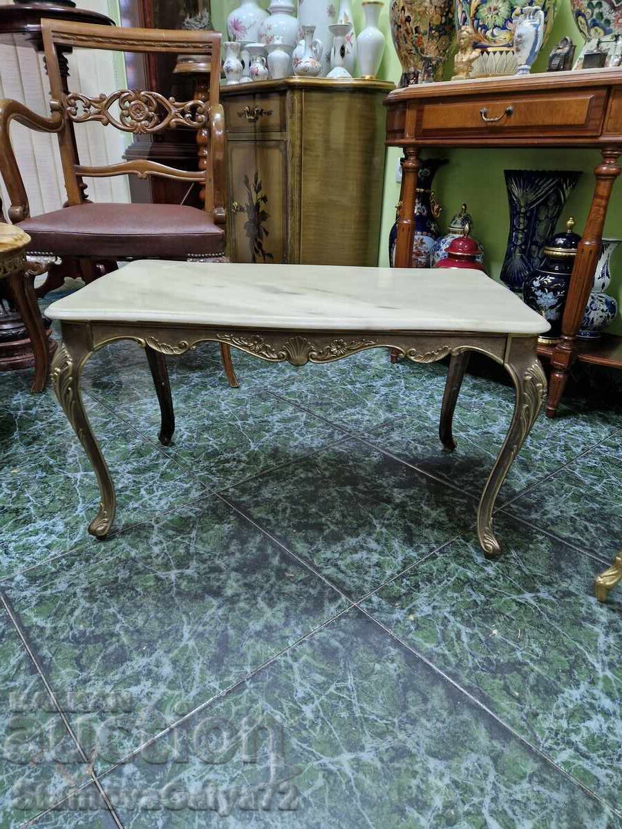 Auction Great antique bronze coffee table with marble top Auction Great antique bronze coffee table with marble top