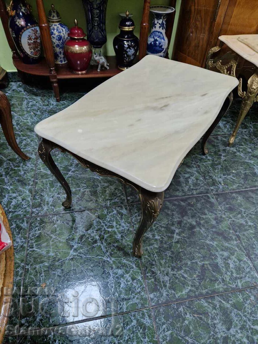 Delivery of Great antique bronze coffee table with marble top Delivery of Great antique bronze coffee table with marble top