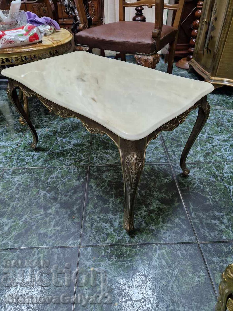 Great antique bronze coffee table with marble top - 5 Great antique bronze coffee table with marble top - 5