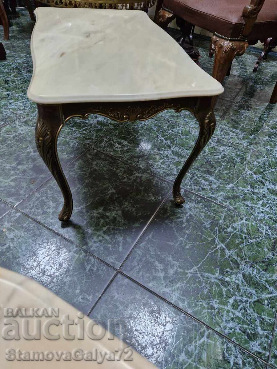 Great antique bronze coffee table with marble top - 6 Great antique bronze coffee table with marble top - 6
