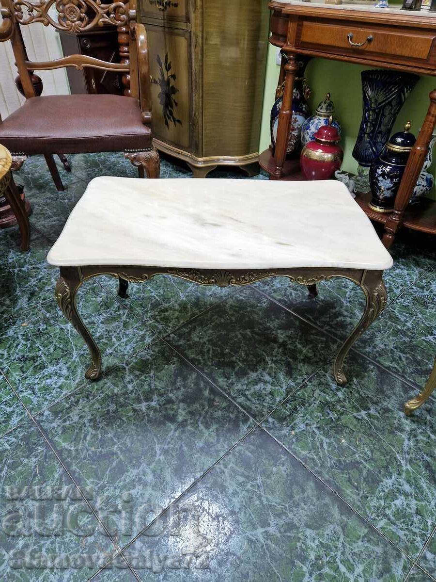 Great antique bronze coffee table with marble top Great antique bronze coffee table with marble top