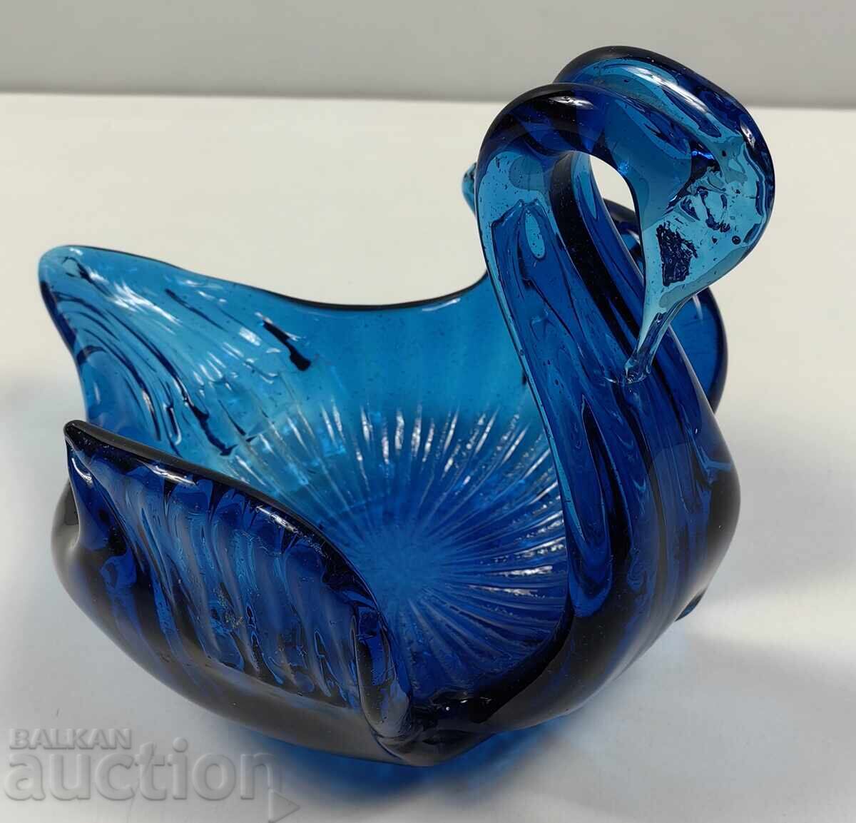 RARE SOC GLASS CANDY BOX BOWL SWAN BIRD BLUE GLASS with price 25.00 BGN | € 12.78 RARE SOC GLASS CANDY BOX BOWL SWAN BIRD BLUE GLASS with price 25.00 BGN | € 12.78