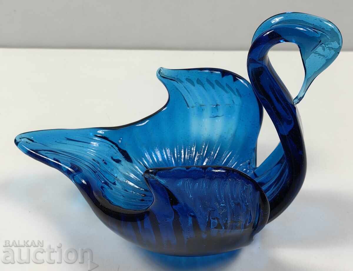 RARE SOC GLASS CANDY BOX BOWL SWAN BIRD BLUE GLASS - 5 RARE SOC GLASS CANDY BOX BOWL SWAN BIRD BLUE GLASS - 5