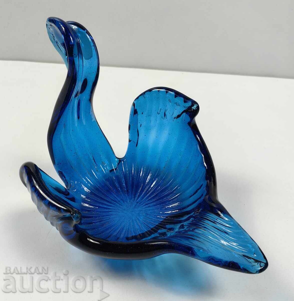 RARE SOC GLASS CANDY BOX BOWL SWAN BIRD BLUE GLASS - 6 RARE SOC GLASS CANDY BOX BOWL SWAN BIRD BLUE GLASS - 6