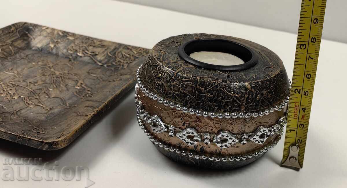 Auction UNUSED WOODEN CANDLE HOLDER CANDLEHOLDER PLATE BOX Auction UNUSED WOODEN CANDLE HOLDER CANDLEHOLDER PLATE BOX