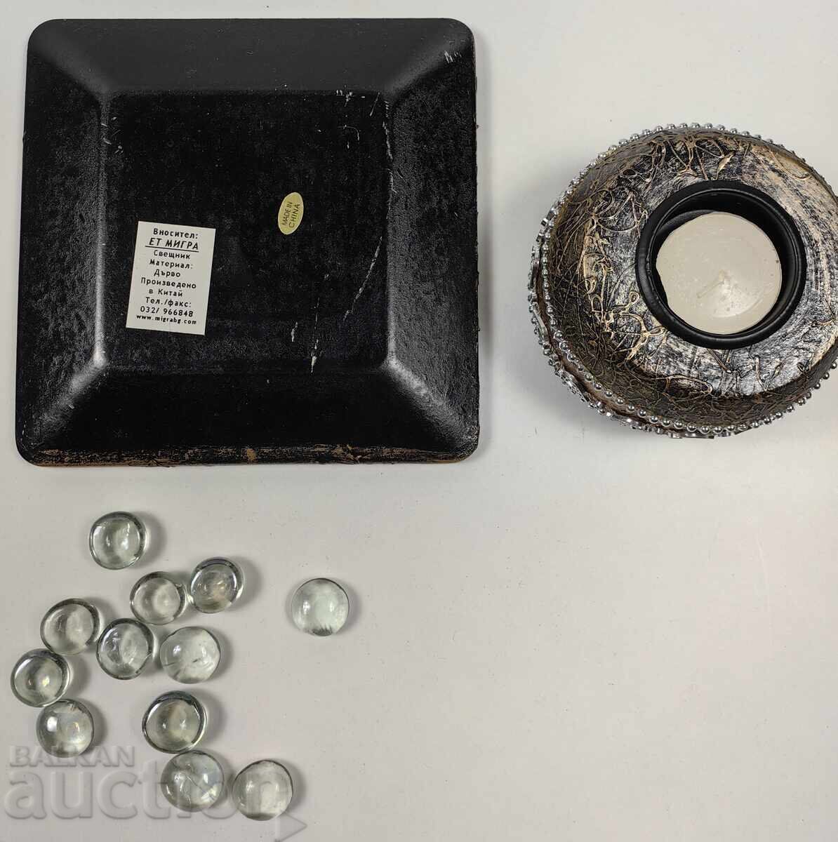 UNUSED WOODEN CANDLE HOLDER CANDLEHOLDER PLATE BOX - 5 UNUSED WOODEN CANDLE HOLDER CANDLEHOLDER PLATE BOX - 5