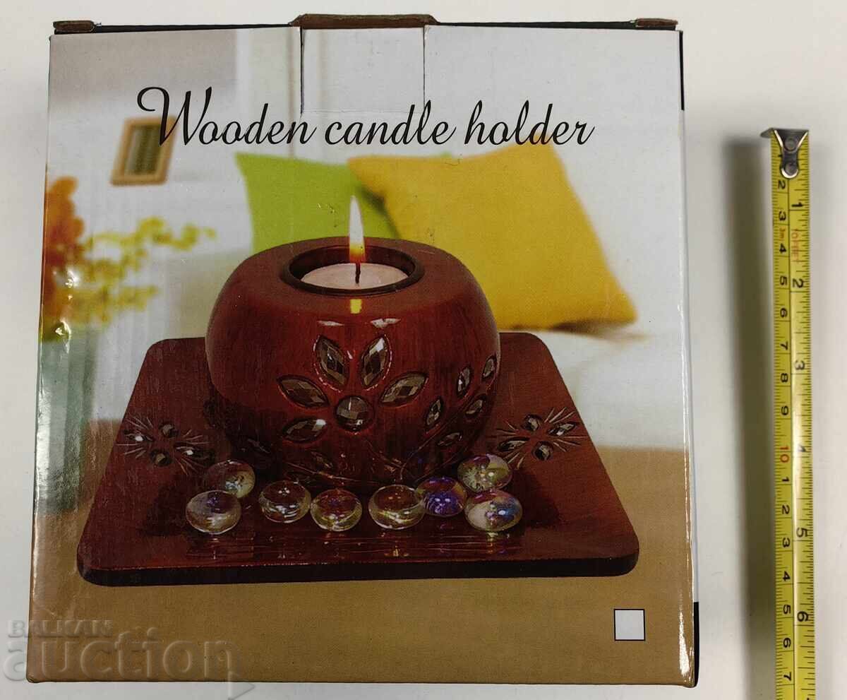 UNUSED WOODEN CANDLE HOLDER CANDLEHOLDER PLATE BOX - 6 UNUSED WOODEN CANDLE HOLDER CANDLEHOLDER PLATE BOX - 6