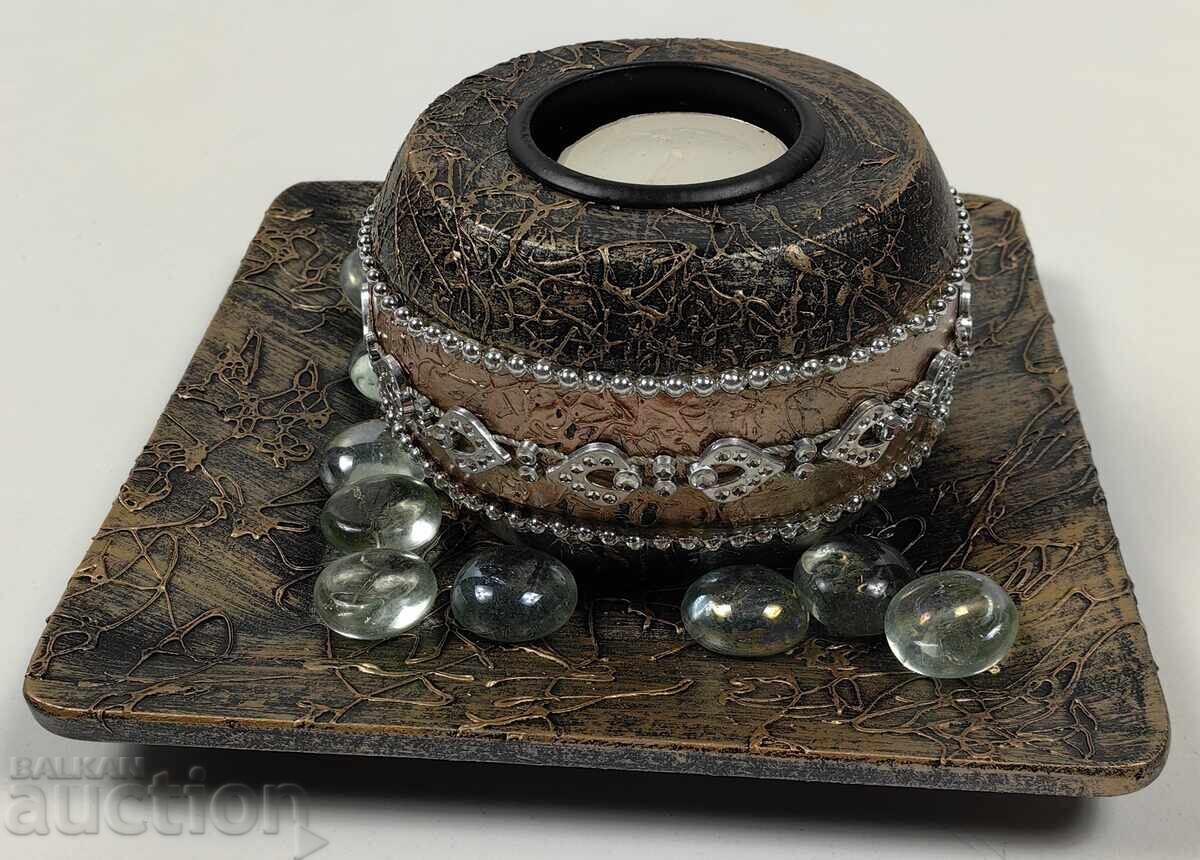 UNUSED WOODEN CANDLE HOLDER CANDLEHOLDER PLATE BOX UNUSED WOODEN CANDLE HOLDER CANDLEHOLDER PLATE BOX