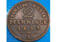 2 Pfennig 1853 Prussia Germany copper coin