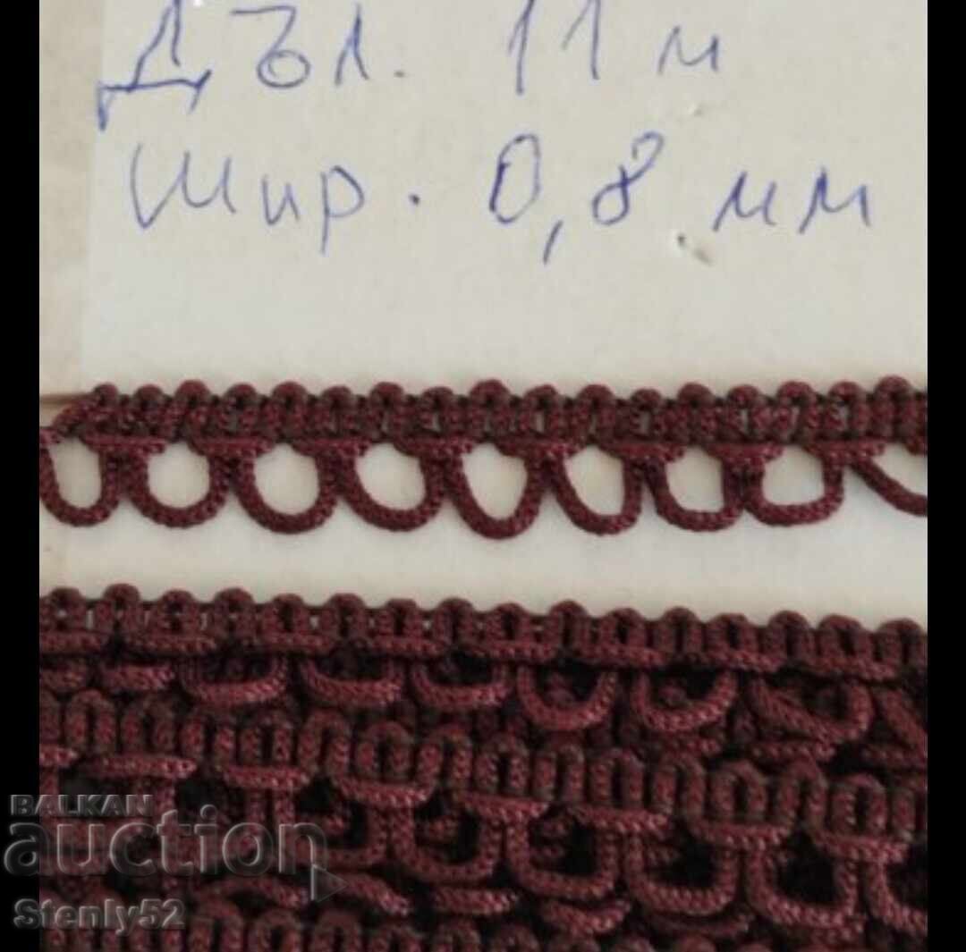 Βαμβακερή καφέ λωρίδα για φορεσιά, μήκος 11 m, πλάτος 0,8 cm με τιμή 10.00 BGN | € 5.11 Βαμβακερή καφέ λωρίδα για φορεσιά, μήκος 11 m, πλάτος 0,8 cm με τιμή 10.00 BGN | € 5.11