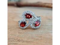 ❤️Silver ring with Garnet and Zirconium (5631)