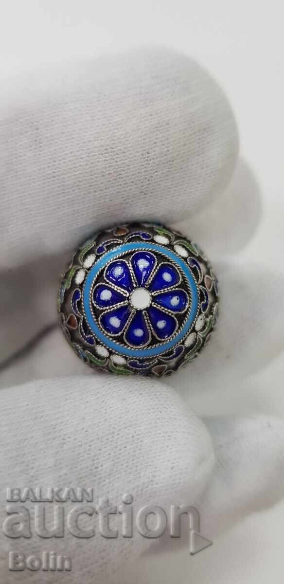 Auction Museum Beautiful Silver Enamel Egg 1900 - 1930 Auction Museum Beautiful Silver Enamel Egg 1900 - 1930