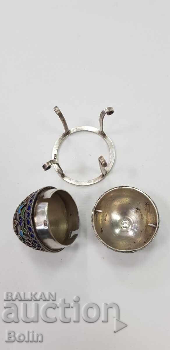 Museum Beautiful Silver Enamel Egg 1900 - 1930 - 5 Museum Beautiful Silver Enamel Egg 1900 - 1930 - 5