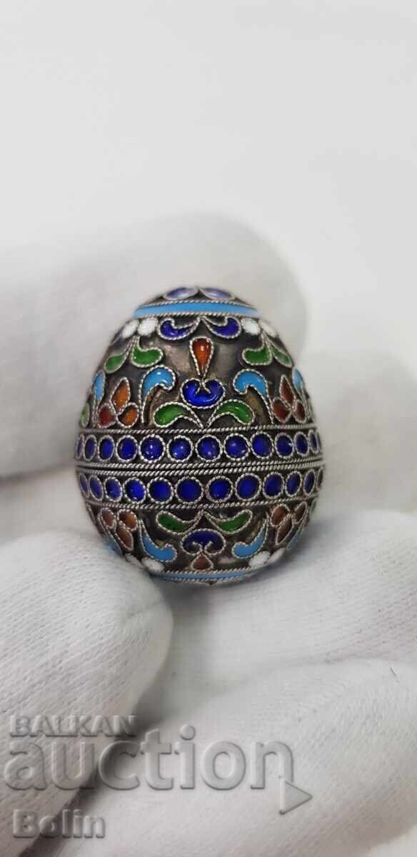 Μουσείο Όμορφο ασημένιο σμάλτο αυγό 1900 - 1930 Μουσείο Όμορφο ασημένιο σμάλτο αυγό 1900 - 1930