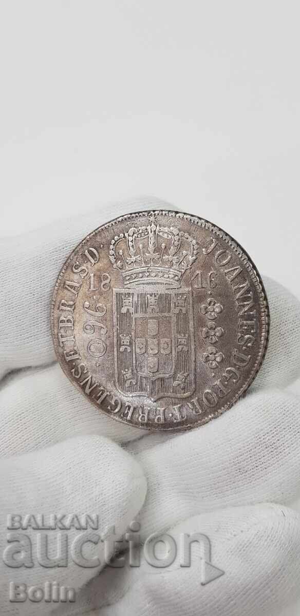 Auction  Rare silver coin 960 REIS - 1816 - Brazil