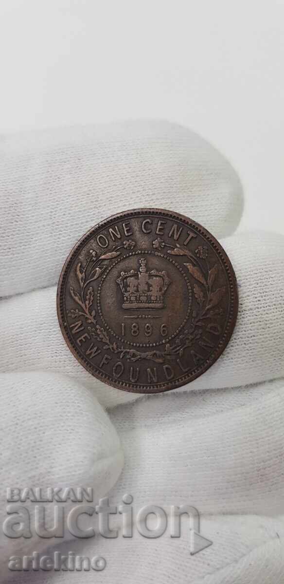 Licitație Monedă rară de cupru de 1 cent 1896 - Noua Canada