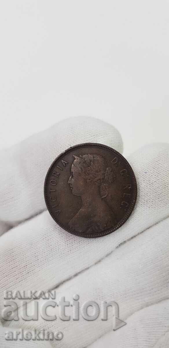 Monedă rară de cupru de 1 cent 1896 - Noua Canada - 6