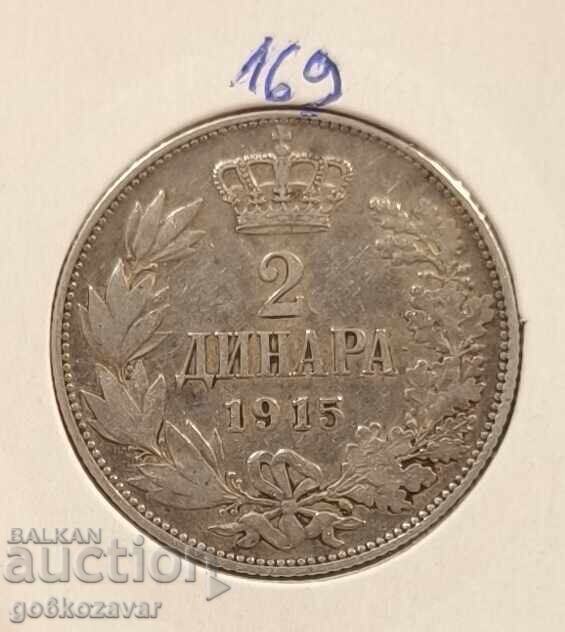 Serbia 2 dinars 1915 Silver! Serbia 2 dinars 1915 Silver!