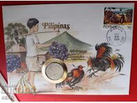 Philippines-50 centimo 1985 and postage stamp in a beautiful envelope