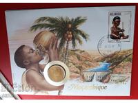 Mozambique-1 metical 1982 and postage stamp in a beautiful envelope