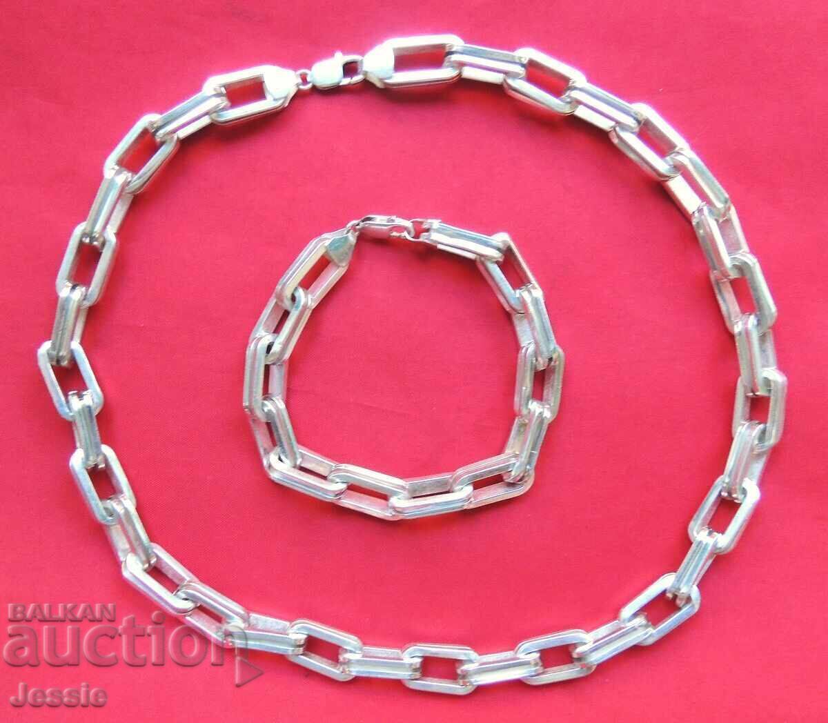 Silver chain and bracelet set