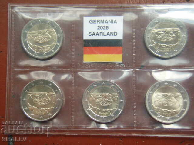 2 euro 2025 Germania „Saarland” A,D,F,G,J /Germania/ - 2 euro cu preț 36.89 BGN | € 18.86