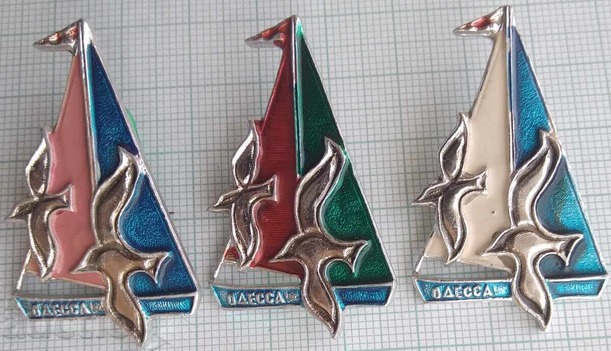 18004 Badge - Odessa ship sailboat seagull - LOT-3pcs with price 6.00 BGN | € 3.07