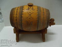 №*7857 old small wooden barrel - ornaments - pyrography