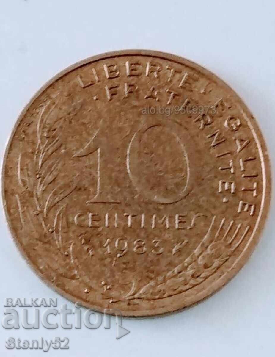 10 French centimes from 1983. 10 French centimes from 1983.
