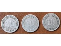 10 pfennig 1876/1891/1905