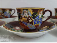 Japanese porcelain Satsuma Moriage coffee cup and saucer.