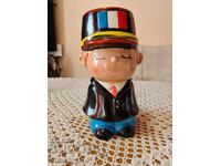 PIGGY BANK --XXL -FRENCH POLICEMAN-CERAMIC-UNIQUE