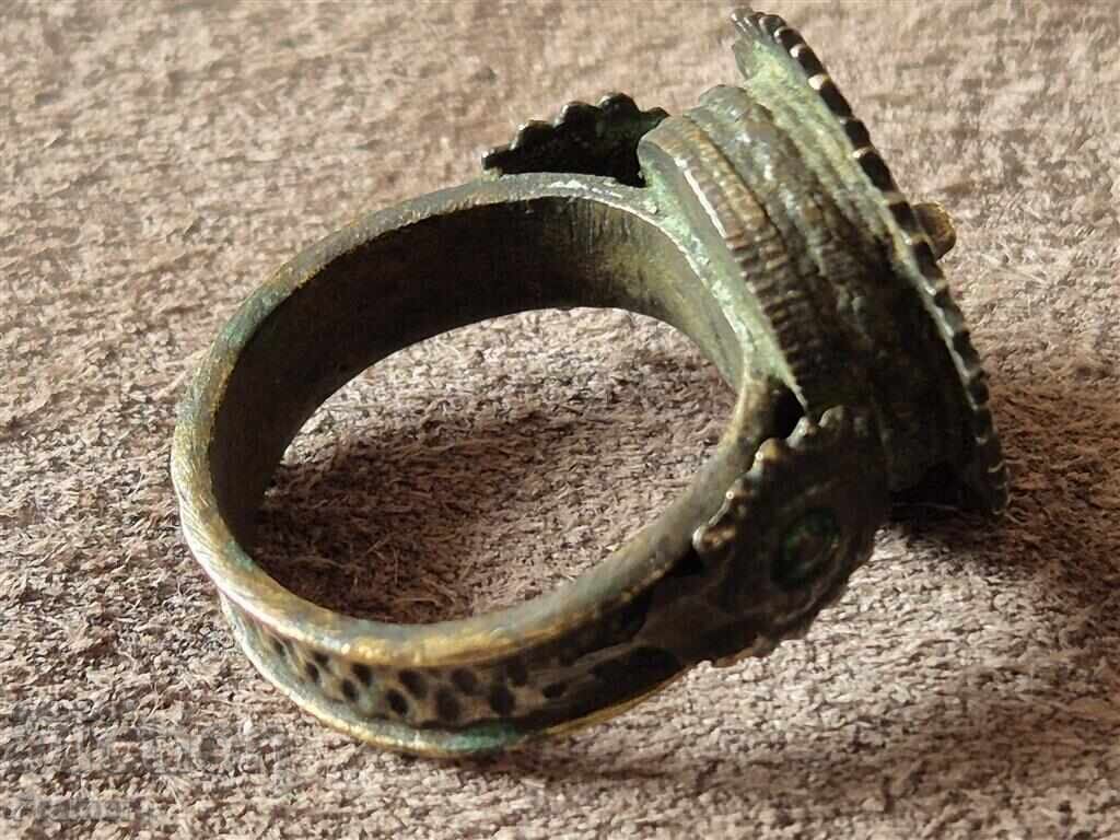 19th century Renaissance silver enamel ring, pafta pafti - 7