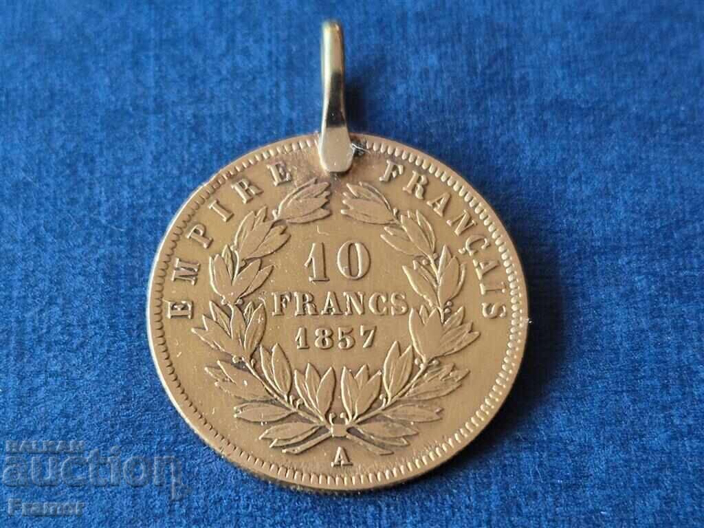 GOLD Renaissance 21.6K Medallion from a 10 Franc coin 1857 with price 1000.00 BGN | € 511.29 GOLD Renaissance 21.6K Medallion from a 10 Franc coin 1857 with price 1000.00 BGN | € 511.29
