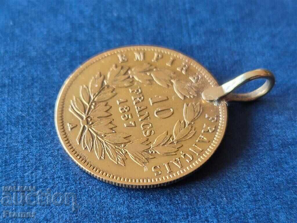 Delivery of GOLD Renaissance 21.6K Medallion from a 10 Franc coin 1857 Delivery of GOLD Renaissance 21.6K Medallion from a 10 Franc coin 1857