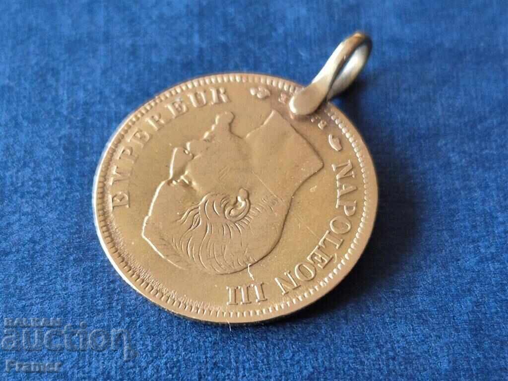 GOLD Renaissance 21.6K Medallion from a 10 Franc coin 1857 - 5 GOLD Renaissance 21.6K Medallion from a 10 Franc coin 1857 - 5