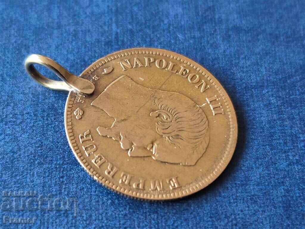 GOLD Renaissance 21.6K Medallion from a 10 Franc coin 1857 - 6 GOLD Renaissance 21.6K Medallion from a 10 Franc coin 1857 - 6