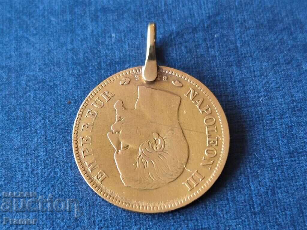 GOLD Renaissance 21.6K Medallion from a 10 Franc coin 1857 - 7 GOLD Renaissance 21.6K Medallion from a 10 Franc coin 1857 - 7