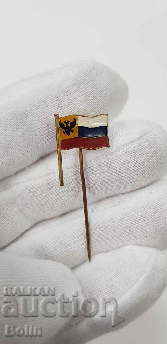 Auction Rare Russian Tsarist White Guards badge, insignia - flag with eagle Auction Rare Russian Tsarist White Guards badge, insignia - flag with eagle