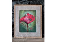 Flamingo, tablou original, pastel