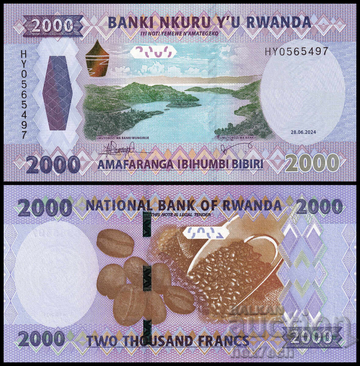 ❤️ ⭐ Rwanda 2024 2000 francs UNC new ⭐ ❤️