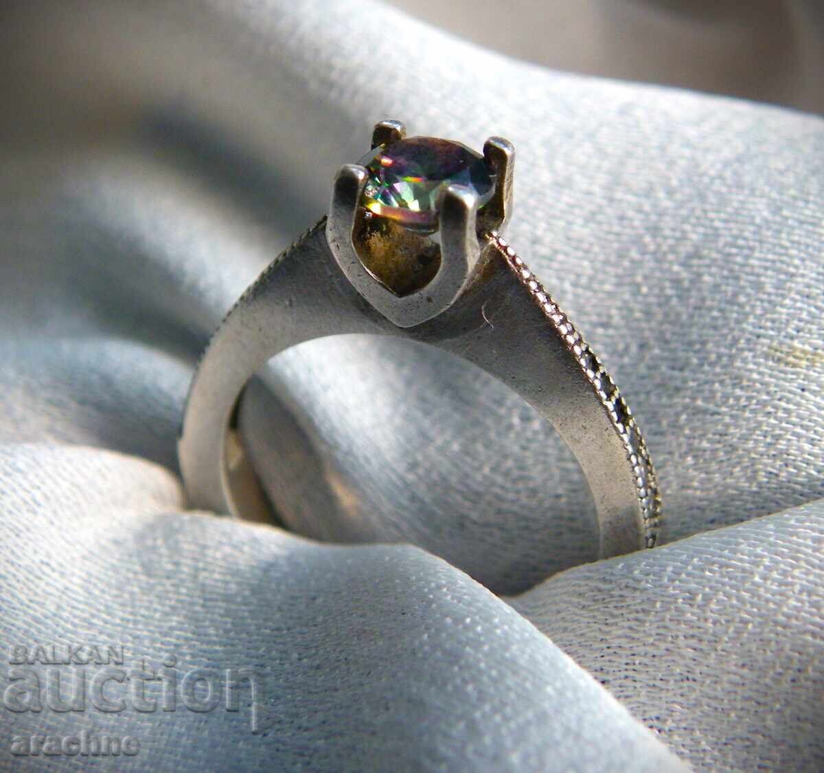 Auction Silver ring with mystic topaz Auction Silver ring with mystic topaz