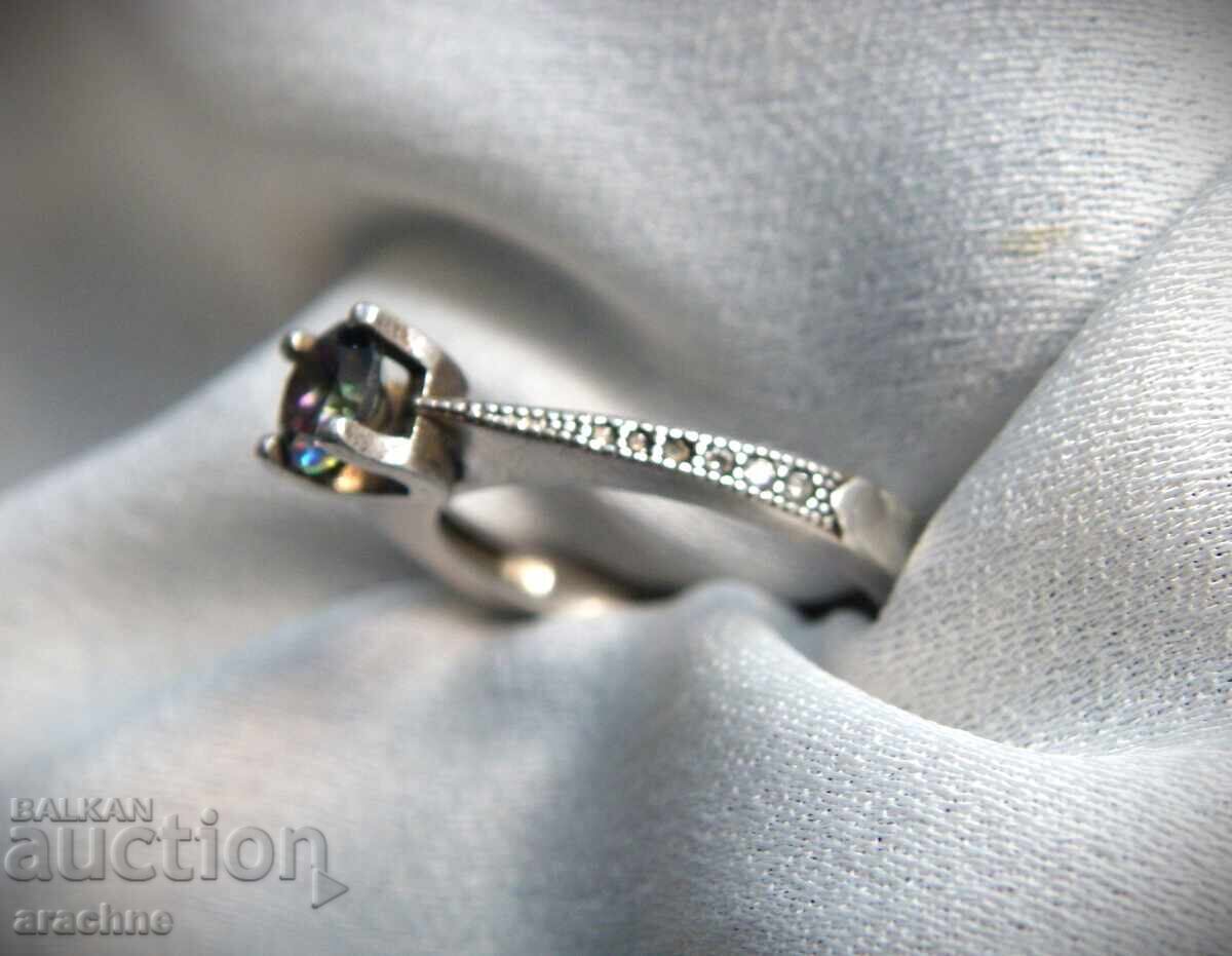 Silver ring with mystic topaz - 5 Silver ring with mystic topaz - 5