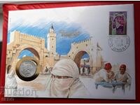 Tunisia-5 millimes 1983 and postage stamp in a beautiful envelope