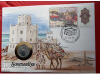 Somalia-10 cents 1976 and postage stamp in a beautiful envelope