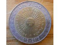 1 peso 2013 - anniversary - Argentina (bimetal)