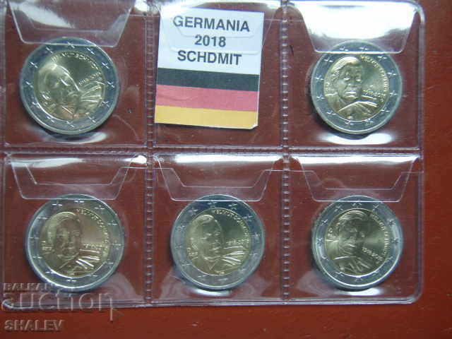 2 Euro 2018 Germany (A, D, F, G, J) "Helmut Schmidt" - Unc 2 Euro 2018 Germany (A, D, F, G, J) "Helmut Schmidt" - Unc