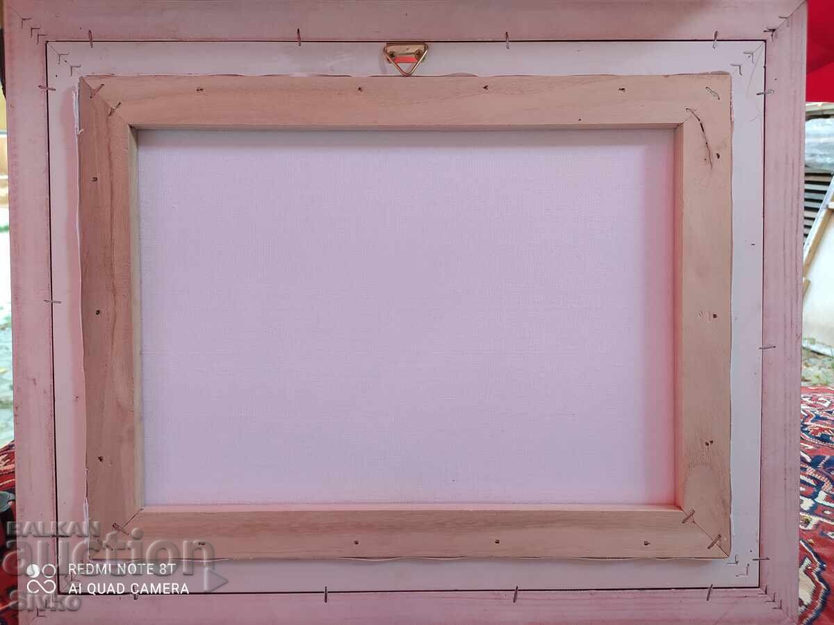 Delivery of Oil painting canvas vase with flowers and letter Delivery of Oil painting canvas vase with flowers and letter