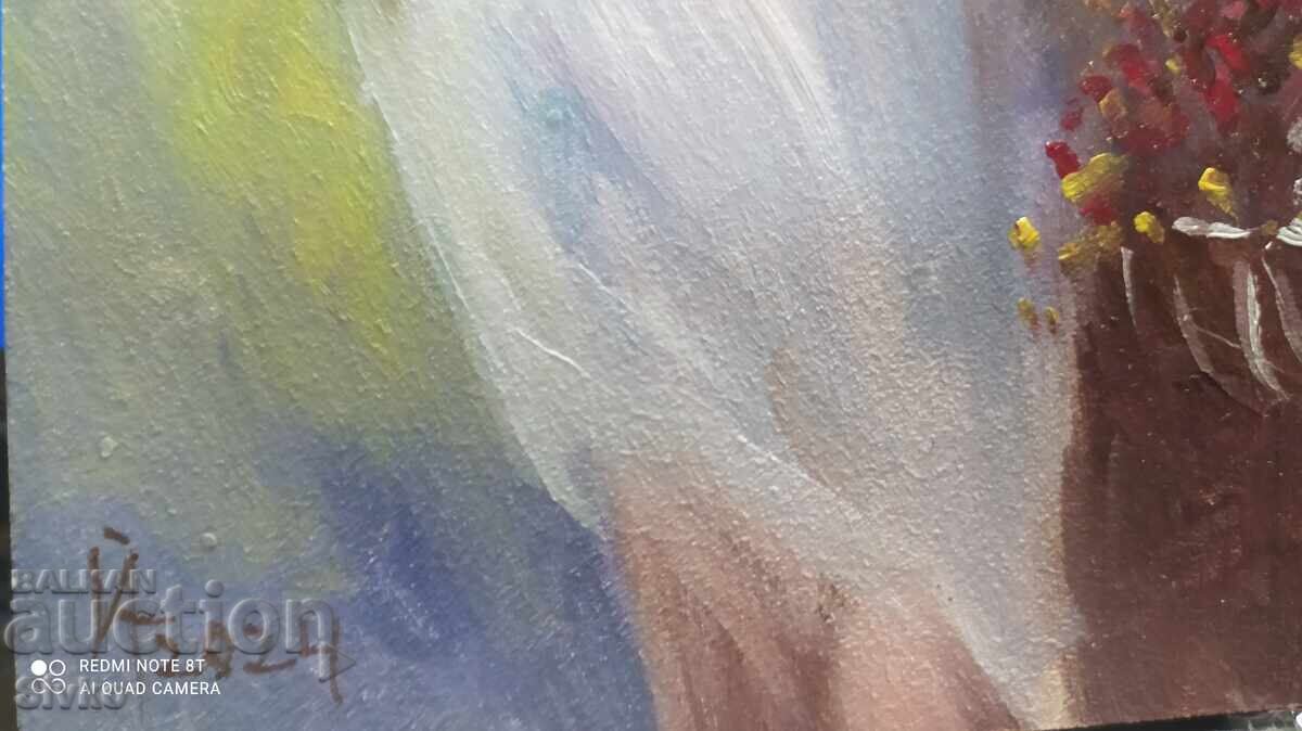 Παράδοση Ελαιογραφία σε χαρτόνι για σχέδιο Το κορίτσι με το ποδήλατο Παράδοση Ελαιογραφία σε χαρτόνι για σχέδιο Το κορίτσι με το ποδήλατο