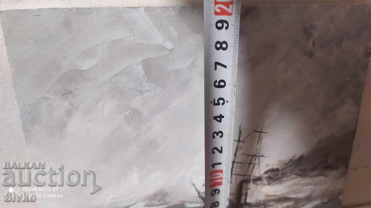 Auction Oil painting sea boat signature Auction Oil painting sea boat signature